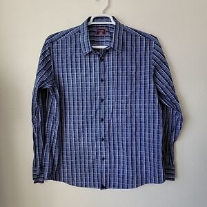 Untuckit Men's Blue Plaid Wrinkle Free Shirt